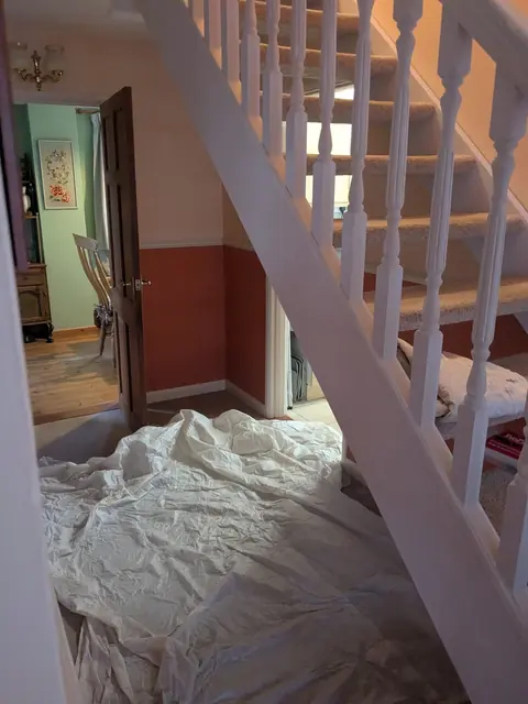 Stairs, landing & spindles — Fordham Heath — before
