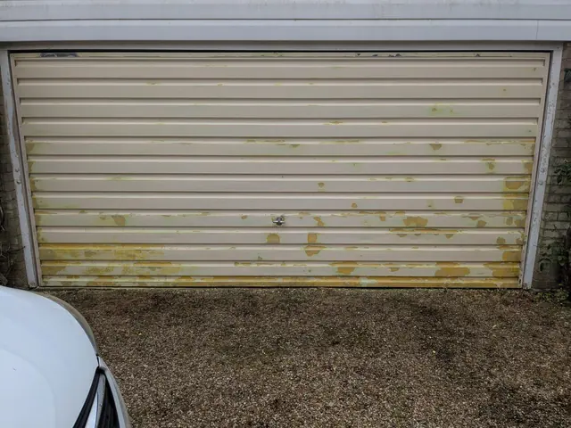 Garage door respray — Great Wigborough — before